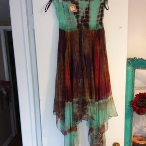 Gorgeous ombre tie dye print strapless dress